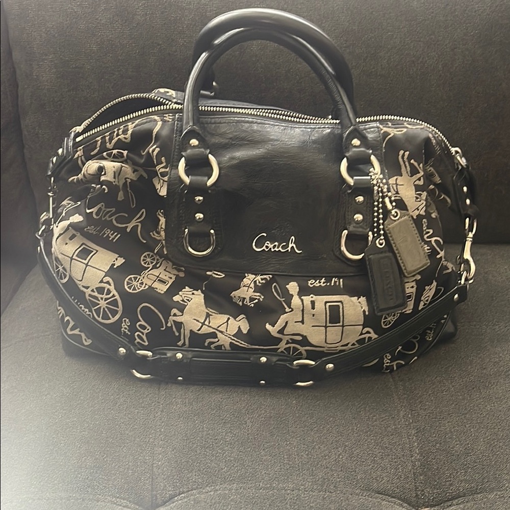 Rare Authentic Coach Black and Tan Handbag